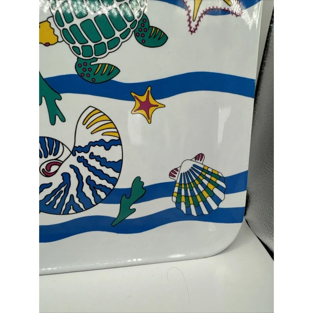 Melamine 16 x 11 Plate Serving Platter Turtle Seahorse Starfish Ocean Tiki Pool